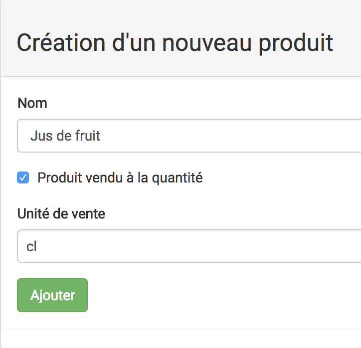 Ajout produit vendu à la quantité